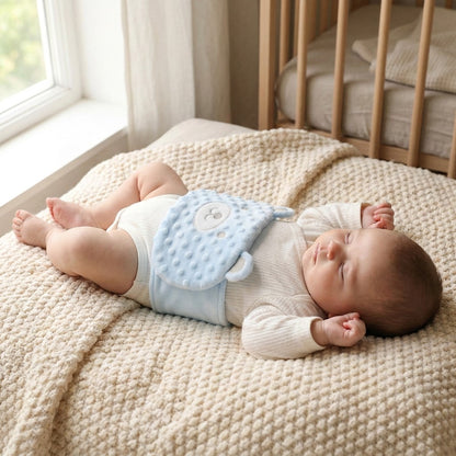 Baby sover med Belliband i lyseblå